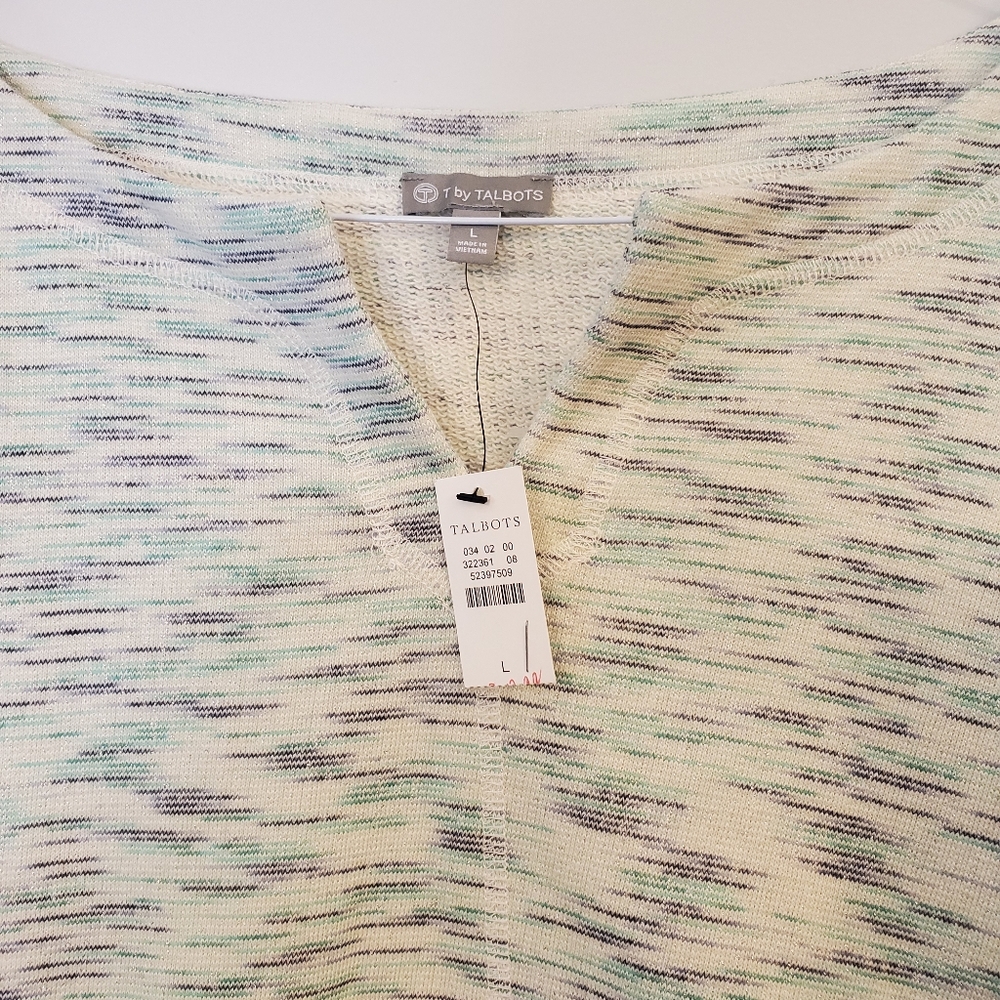 T By Talbots Size Large Green Heathered Top Nwt - image 3